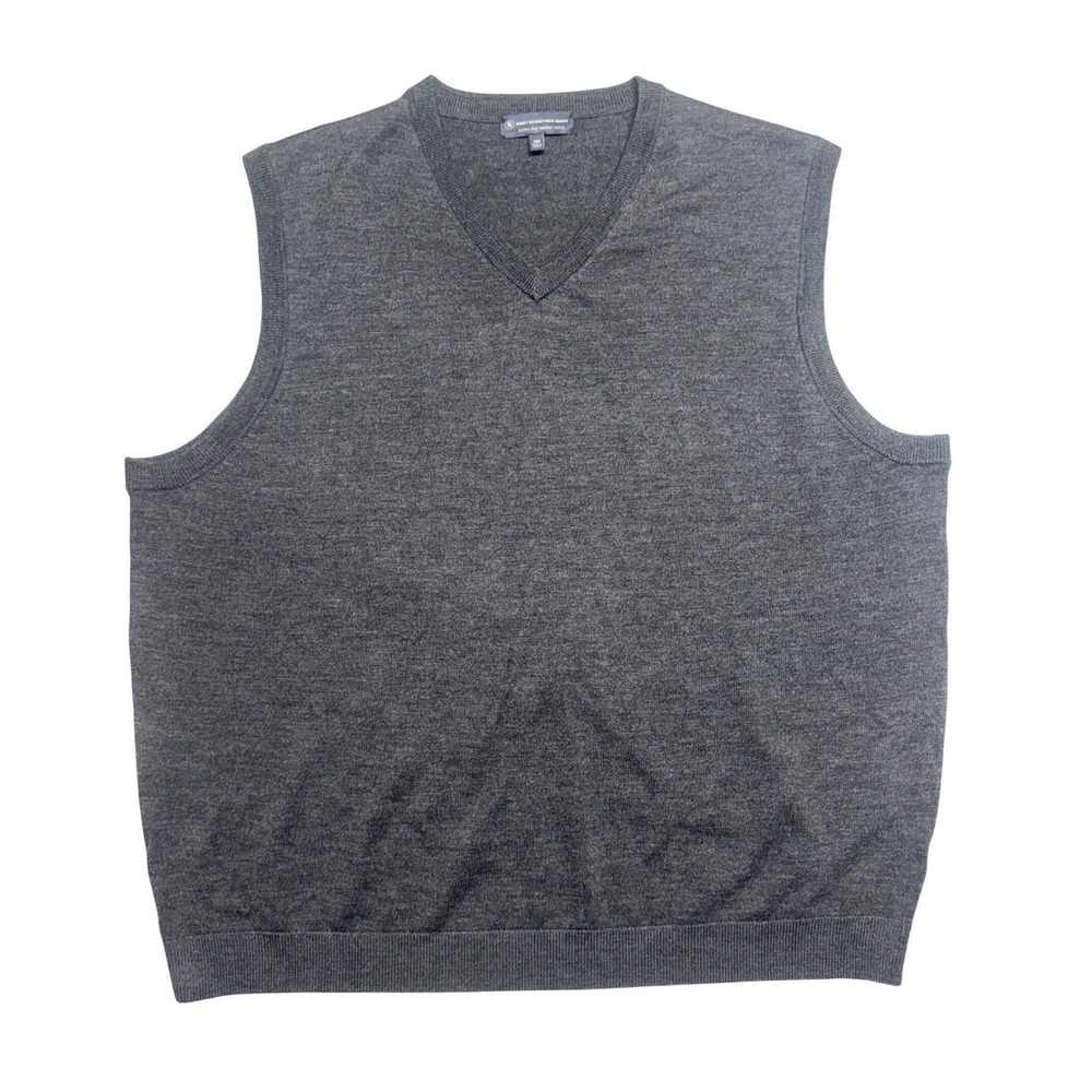 Hart Schaffner Marx Mens 2XB Extra Fine Merino Wool V-Neck Sweater Vest Gray
